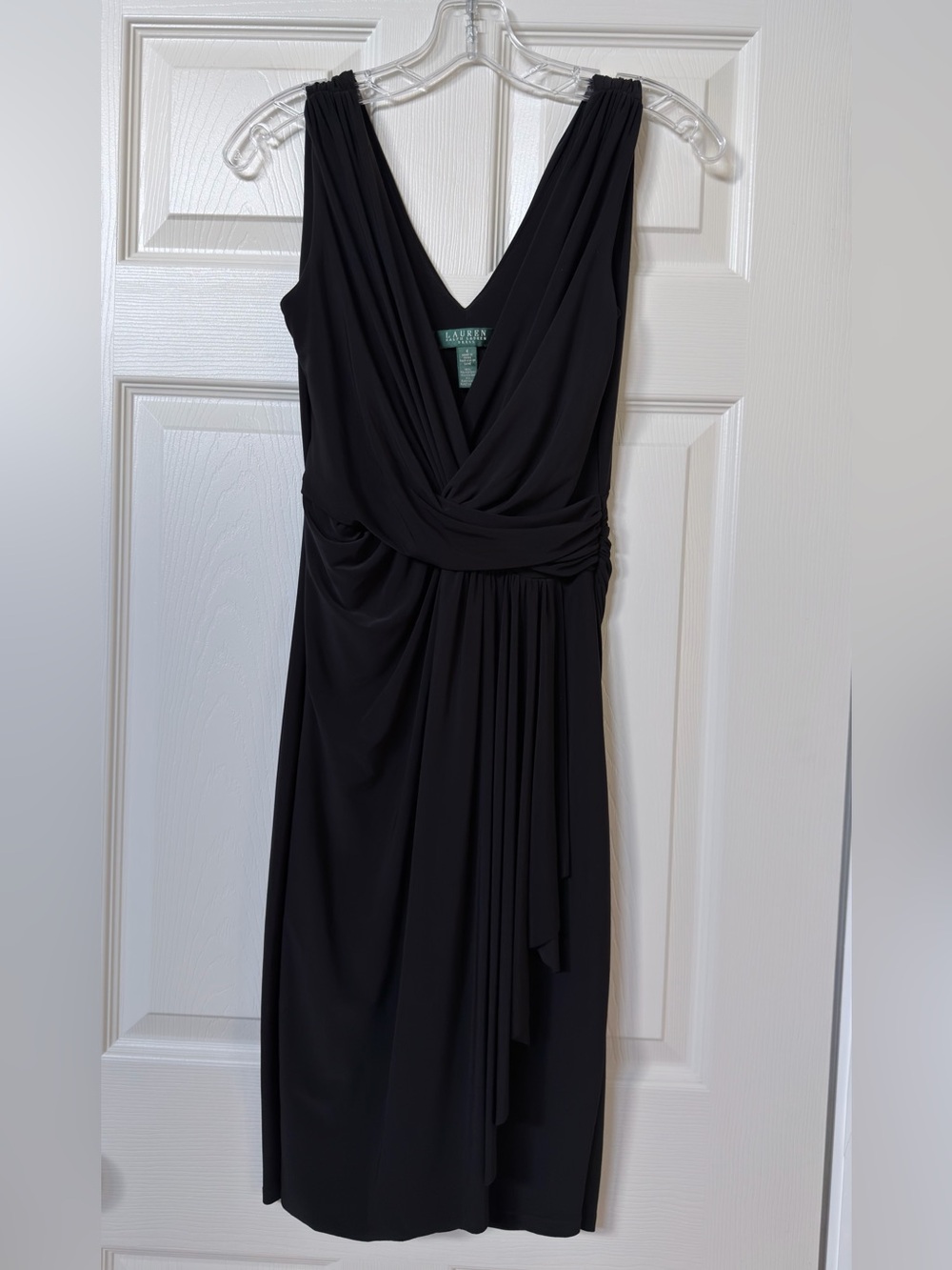 Lauren Ralph Lauren Black V-neck Jersey Dress